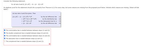 Solved Consider The Following Statement For All Sets A And