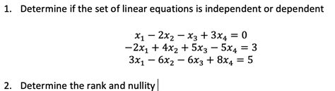solved  determine   set  linear equations  cheggcom