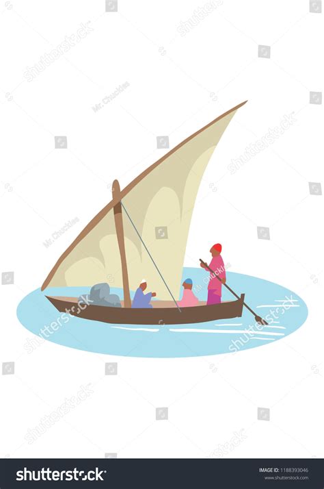 Egyptian Feluka Boat Other Type Primitive Stock Vector Royalty Free