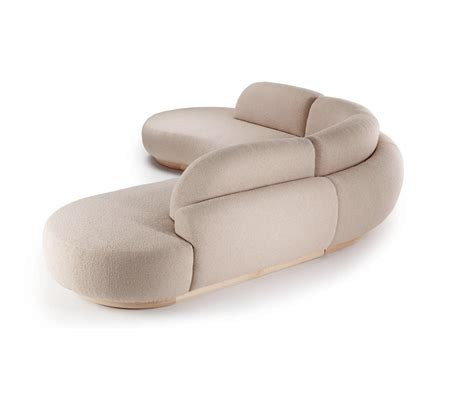 Handgefertigtes Naked Sofa Combo mit Bouclê Latte Polsterung und Wood