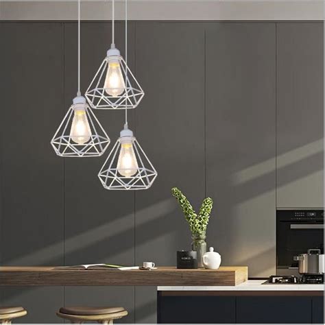 Idegu Lustre En M Tal Salon Blanc Lampe Suspension Luminaire En Cage