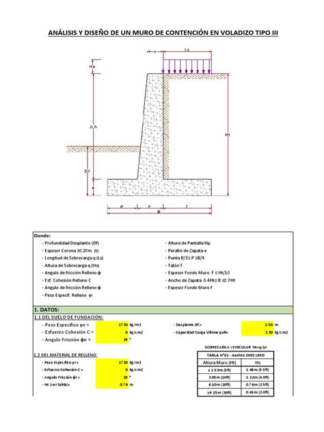 01calculo Muro En Voladizo Tipo Iii Pdf Fricción Ingeniería De Productos Químicos