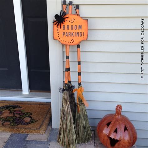 Broom Parking Halloween Decor - Garden Sanity by Pet Scribbles