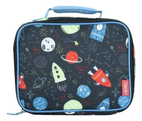 Nova Lancheira Térmica Infantil Alça Thermos Astronauta Cor Azul