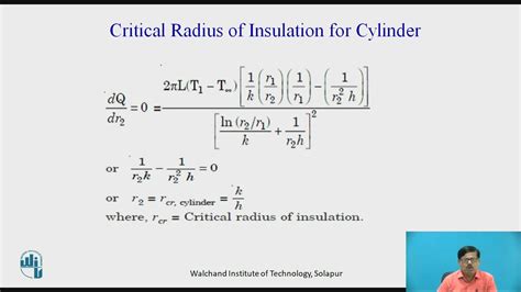 Critical Radius Of Insulation For Cylinder And Sphere Youtube