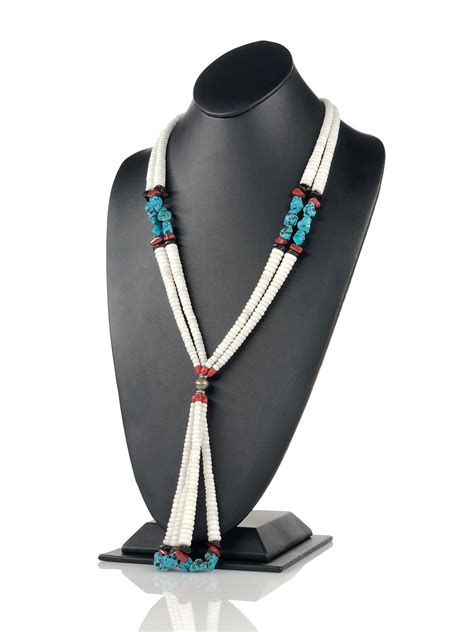 Lot Native American White Heishi Turquoise Coral And Jet Sterling