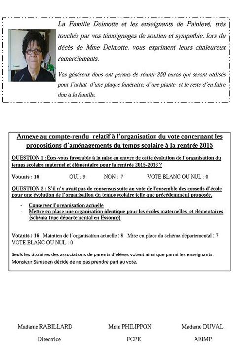 Compte Rendu Du Conseil D Cole L Mentaire Du Mars Fcpe