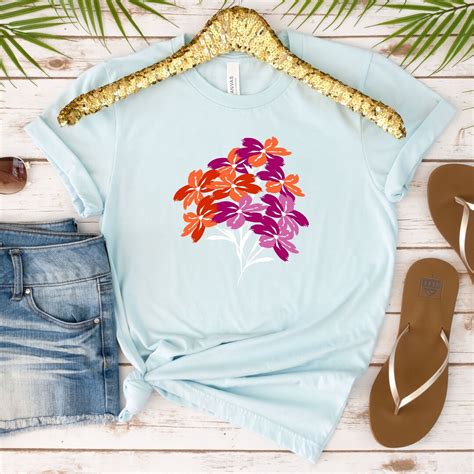 Lesbian Flowers Shirt Subtle Lesbian Shirt Lesbian Flag Pride Tshirt LGBTQ Flower Shirt