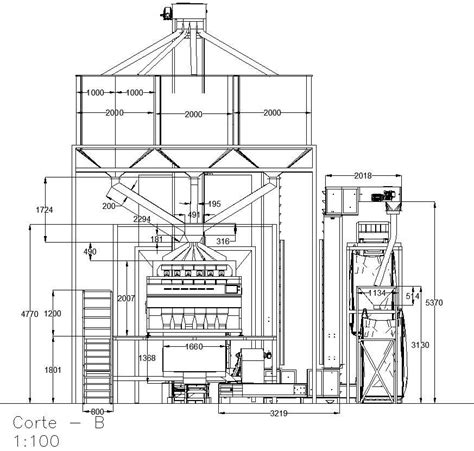 Cross Section B Of The Manufacturing Plant In Detail AutoCAD 2D Drawing