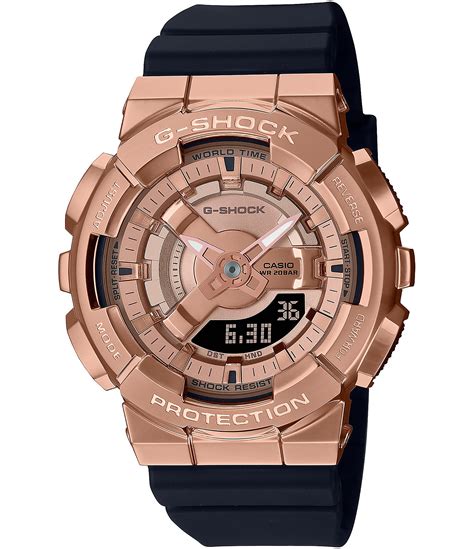 G Shock Black And Rose Gold Ana Digi Resin Strap Watch Dillards