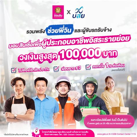 ออมสิน บสย จัดโปรสินเชื่อเพื่อวิน รถรับจ้าง คนละไม่เกิน 1 แสน ดอกเบี้ย