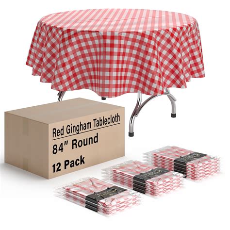 Exquisite 12 Pack Premium Round Plastic Red White Checkered Party