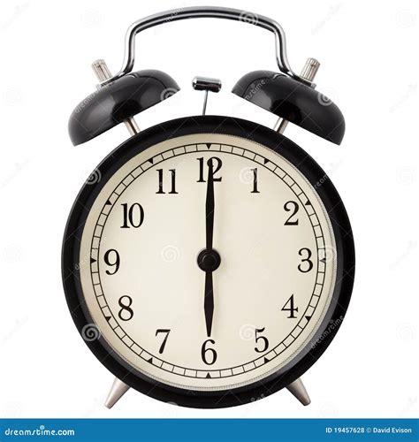 Alarm Clock Showing Six O'clock. Stock Photo - Image of awake ...
