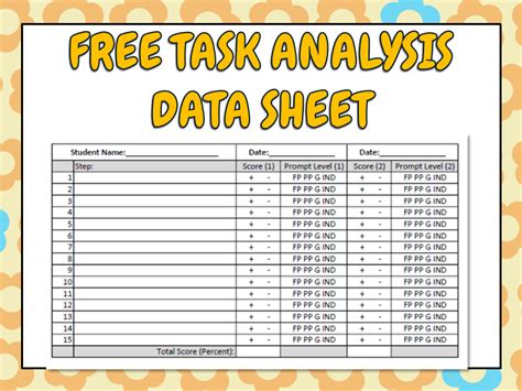 FREE Task Analysis Data Sheet Fillable PDF File Teaching Resources