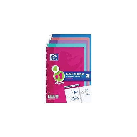 Oxford Pack 4 1 Cuadernos Espiral Formato Folio Cuadriculado 4x4mm 80 Hojas Tapa Blanda