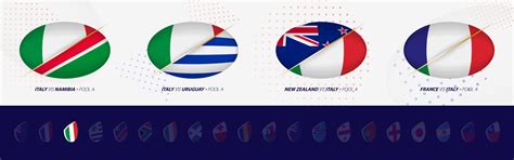 Rugby competition icons of Italy rugby national team, all four matches ...