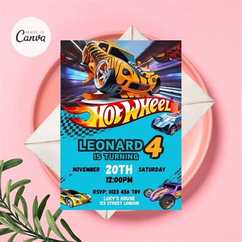 Invitaci N De Hot Wheels Invitaci N De Cumplea Os De Race Cars Invitaci N De Cumplea Os De Hot