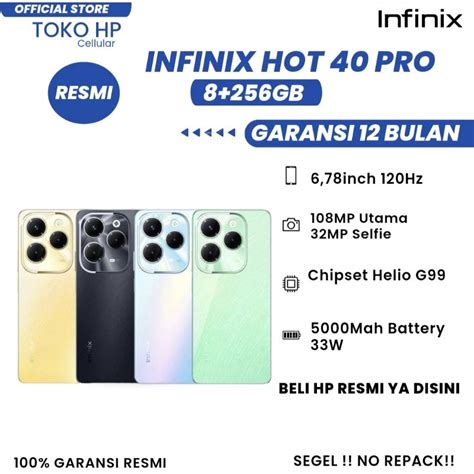 Jual AH CELL JAKARTA Infinix Hot 40 Pro 8 8 256 GB Extended RAM 16 GB Garansi Resmi Shopee