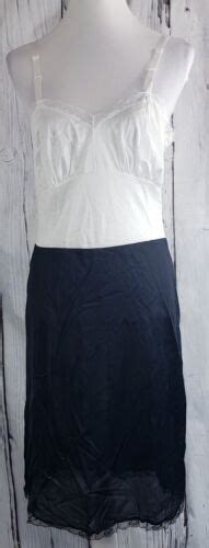 Vintage Nancy King Lingerie Dress Full Slip Lace Nylon 2127 Black White 32 EBay