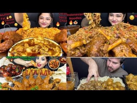 ASMR Eating Spicy Mutton Chops Curry Spicy Eggs Curry Spicy Chicken