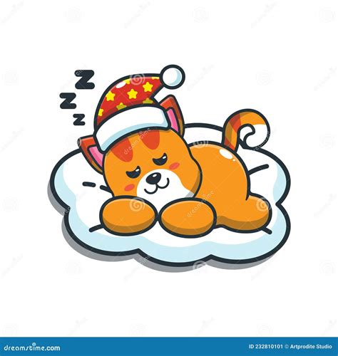 Cute Cat Sleep Cartoon Vector Illustration Stock Vector Illustration