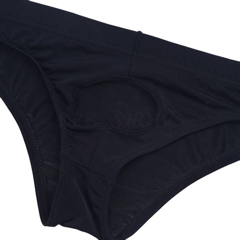 Mens Lingerie Ice Silk Bikini Briefs Open Penis Hole Underwear Underpants Thongs Ebay
