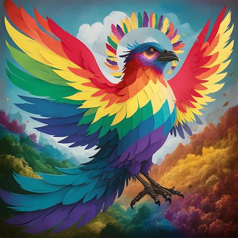 Premium Photo A Colorful Bird With A Rainbow On Its Wing