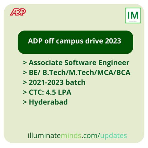 Adp Off Campus Drive Associate Software Engineer Be B Tech M