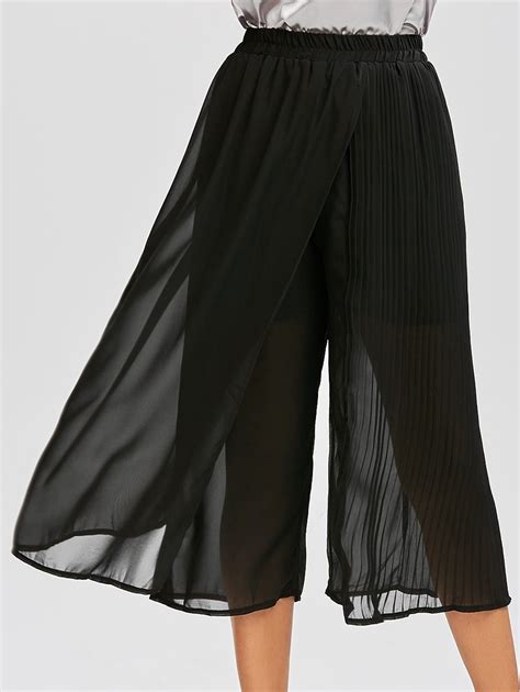 40 OFF Chiffon Pleated Crop Palazzo Pants Rosegal