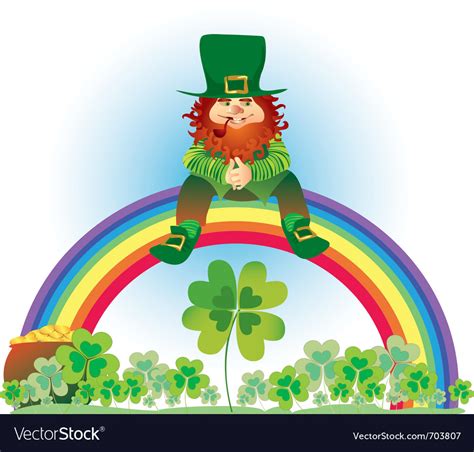 Leprechaun and rainbow Royalty Free Vector Image