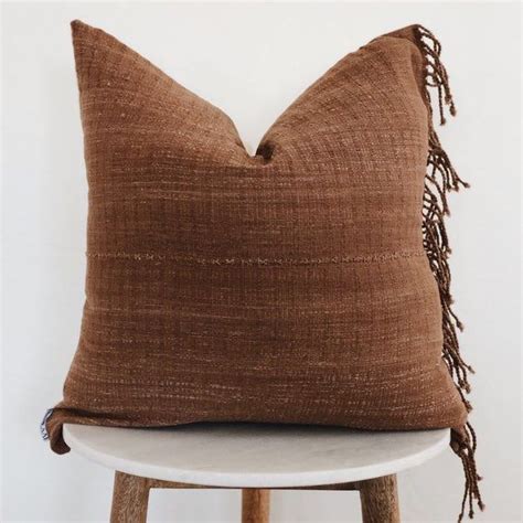 Rust Brown Pillow Cover With Fringe Bohemian 20 X Etsy Brown Pillow