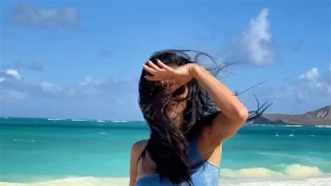 Nicole Scherzinger Rocks Teeny Blue Bikini In Bold Beach Pics
