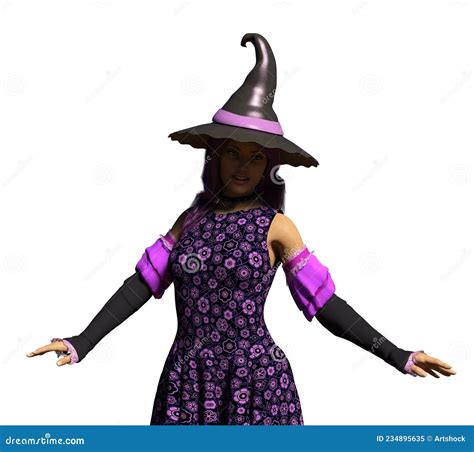 3d Witch With Purple Hair Stock Illustration Illustration Of Fantasy 234895635