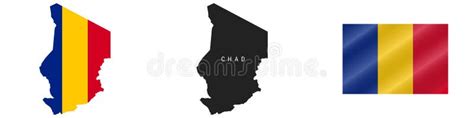 Chad Detailed Flag Map Detailed Silhouette Waving Flag Vector