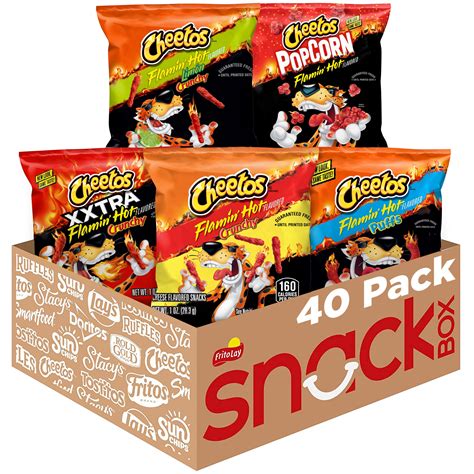 Cheetos Flamin Hot Mix Snack Chips Variety Pack Individual Cheese Puffs Ready To Eat 1oz