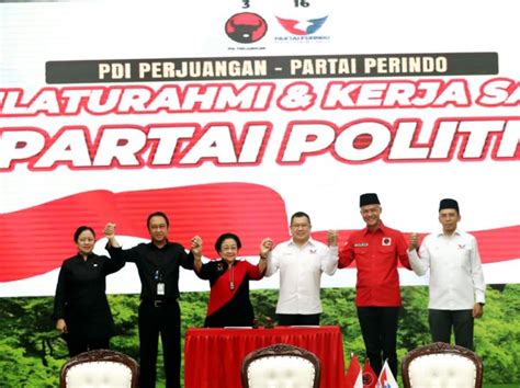 FOTO BERITA PDIP Dan Perindo Teken MoU Kerjasama Politik Pemilu 2024