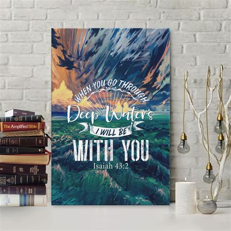 When You Pass Through The Waters Isaiah 432 Sign Wall Art Canvas