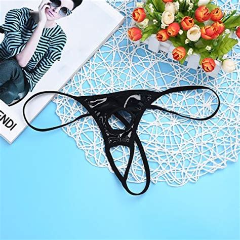 Amazon CHICTRY Men S Sexy Open Front Hole G String Bikini Wetlook Leather Underwear