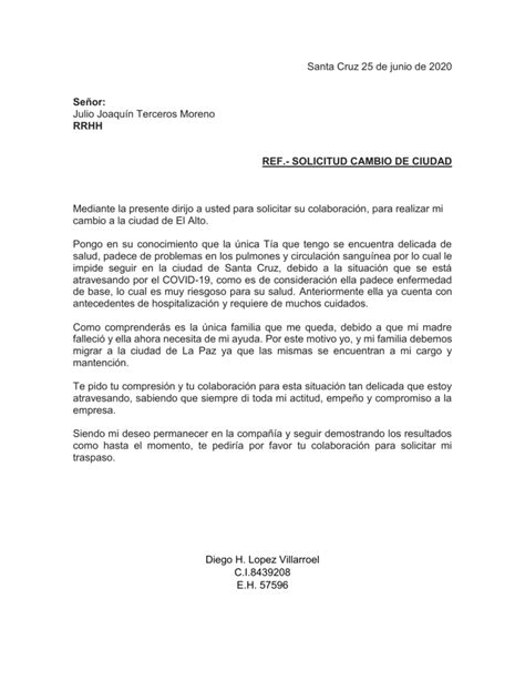 Modelo De Carta Para Solicitar Cambio De Médico Dia Laborable