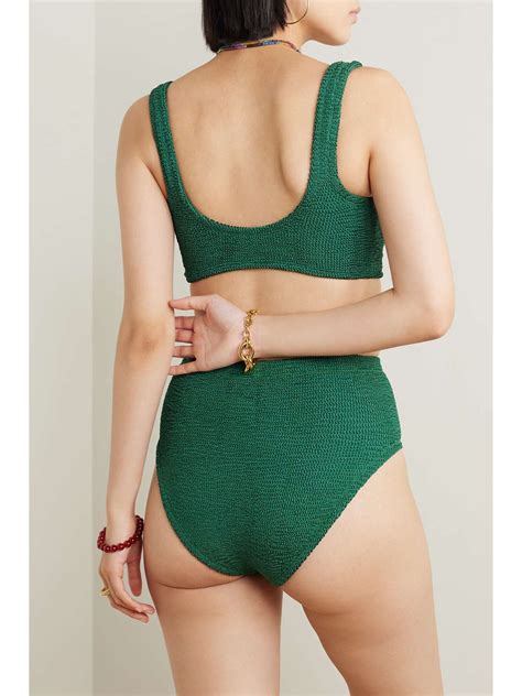 Hunza G Nadine Metallic Seersucker Bikini Net A Porter