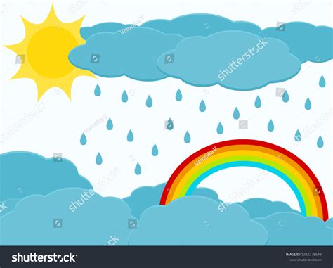 Sky Sun Cloud Rain Rainbow Cartoon Stock Vector Royalty Free