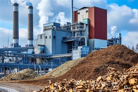 Premium Photo Biomass Power Plant With Wood Chips Being Used For