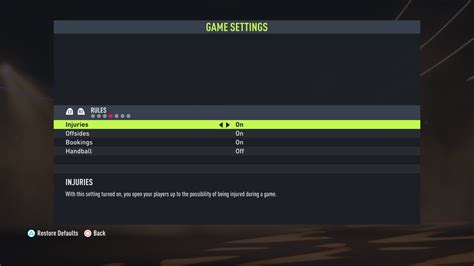Fifa 22 Game Settings For Ps5 An Official Ea Site