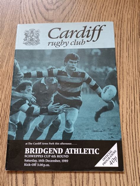 Cardiff Vs Bridgend Athletic Schweppes Cup Rugby Programme