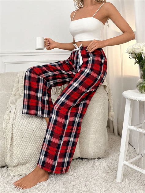 Women Sleep Bottoms In 2023 Red Pajama Pants Red Plaid Pants Womens