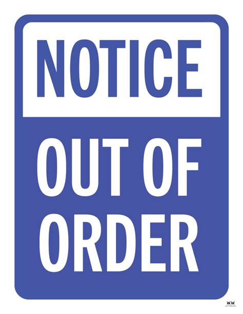 Out Of Order Signs 25 Free Printable Signs Printabulk