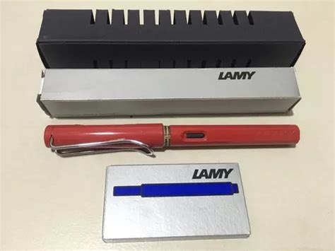 Caneta Tinteiro Lamy Safari Vermelha 5 Cartuchos Azul Frete grátis