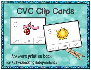 Cvc Words Clip Cards Free Sample By Just So Sharon Oliver Tpt