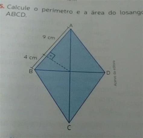 Calcule O Per Metro E A Rea Do Losango Abcd Brainly Br