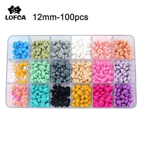 Lofca Perles De Lentilles En Silicone De 12mm 100 Pièces Perles De